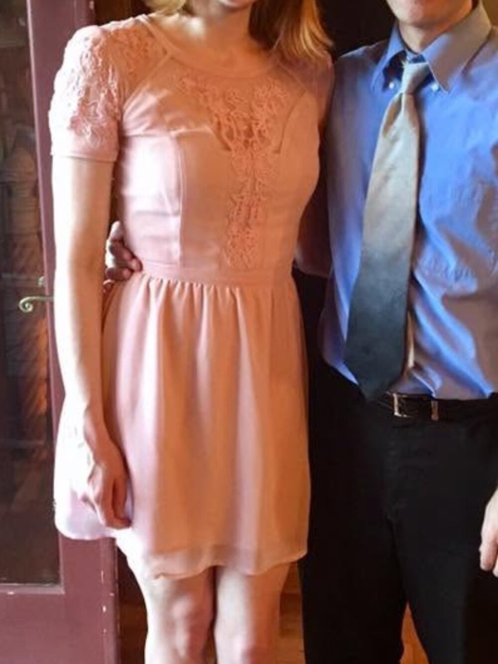 Size 2 Kimchi Blue Blush Pink Button Back Dress
